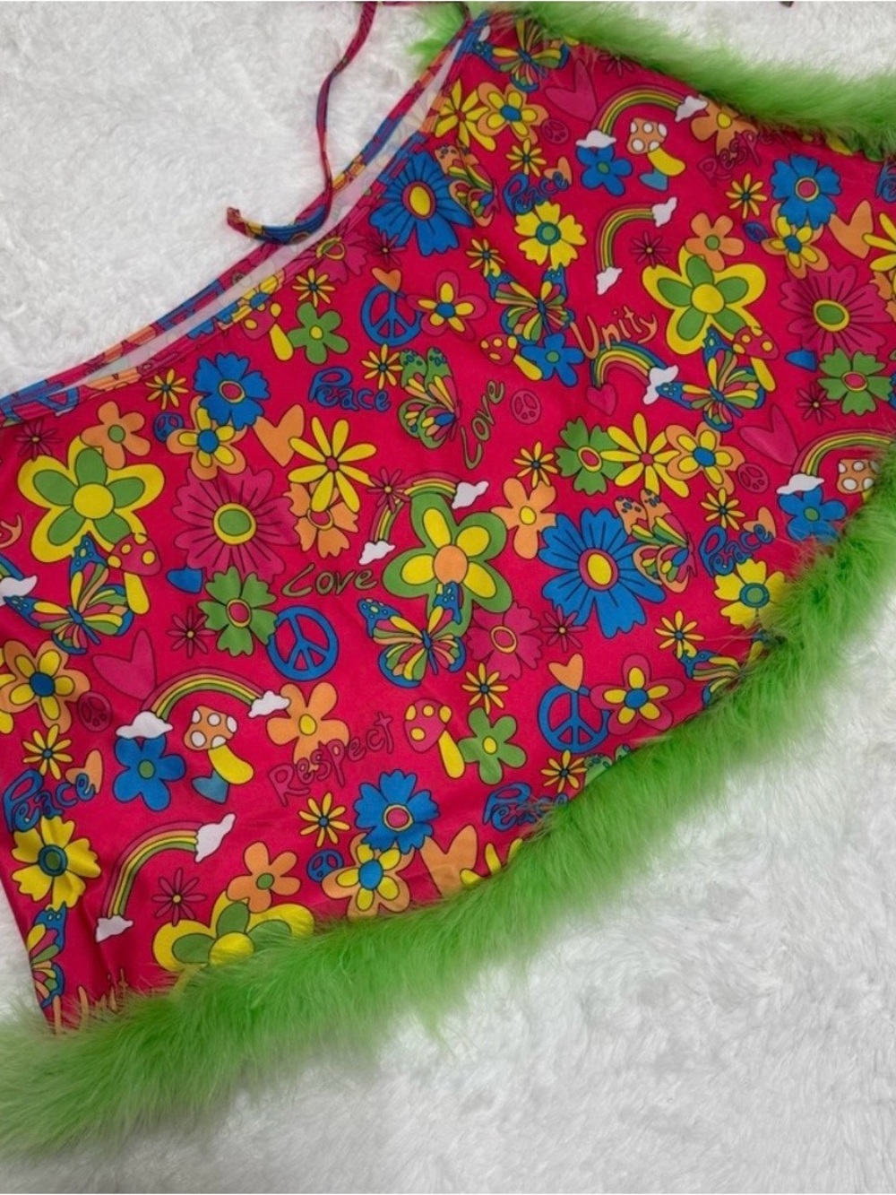 New s pink short stretchy wrap mini hippie 60s skirt festival rave outfit boho